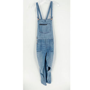 Madewell Light Wash Distressed Denim Overalls